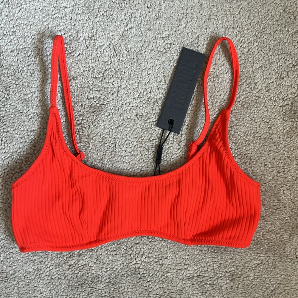 NWT TRIANGL Maci Bright Orange Candy Ribbed Sporty Bikini Top Only size Medium - Picture 3 of 8